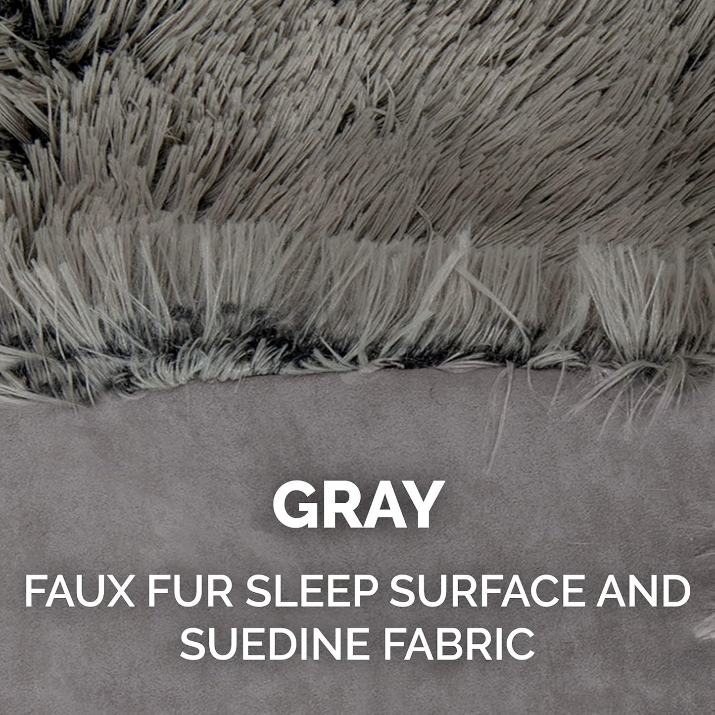 Self-Warming Cat Bed for Indoor Cats, 4-Beds-In-1 & Washable - Plush Long Faux Fur Convertible Cuddler - Gray, Small