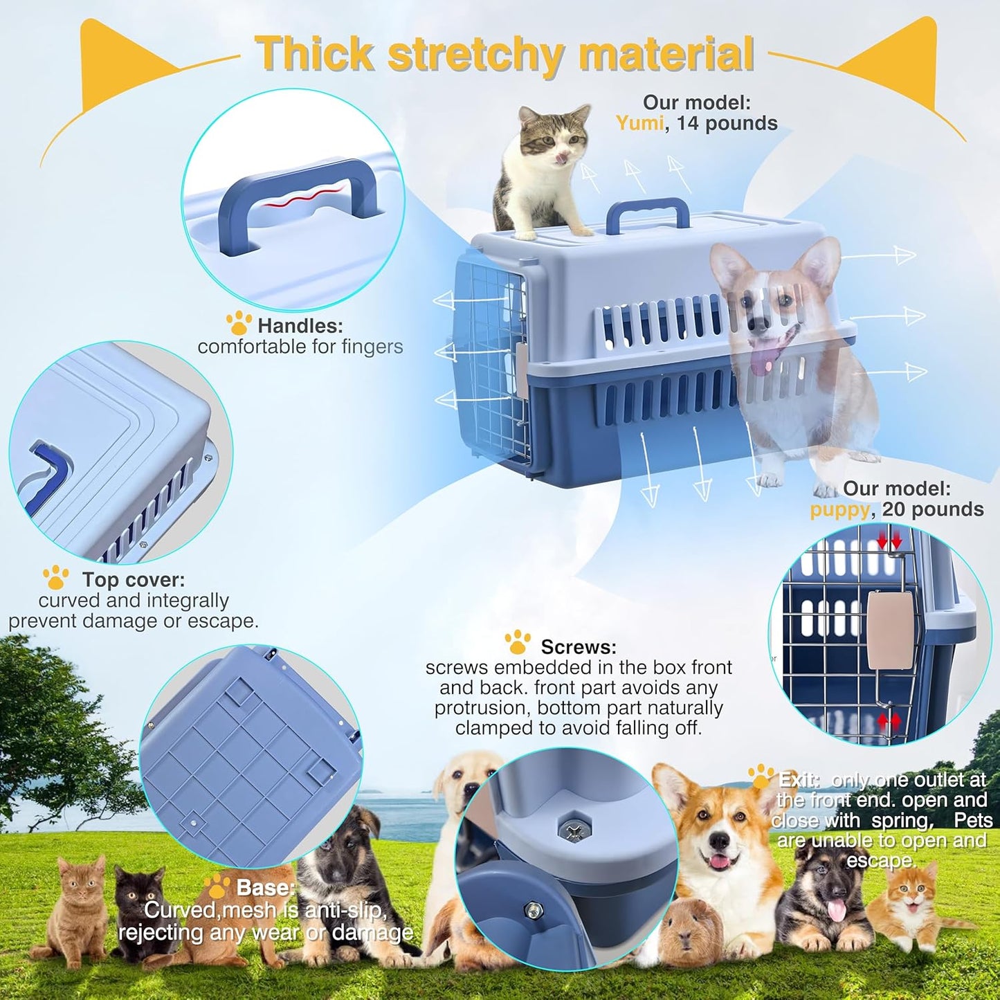 -Pets Spree Travel Pet Carrier Dog/Cat Hard-Sided Carriers for Pets up to 14 Pounds Small Animal Carrier Airline/Road Travel Approved Stout (Coffee)