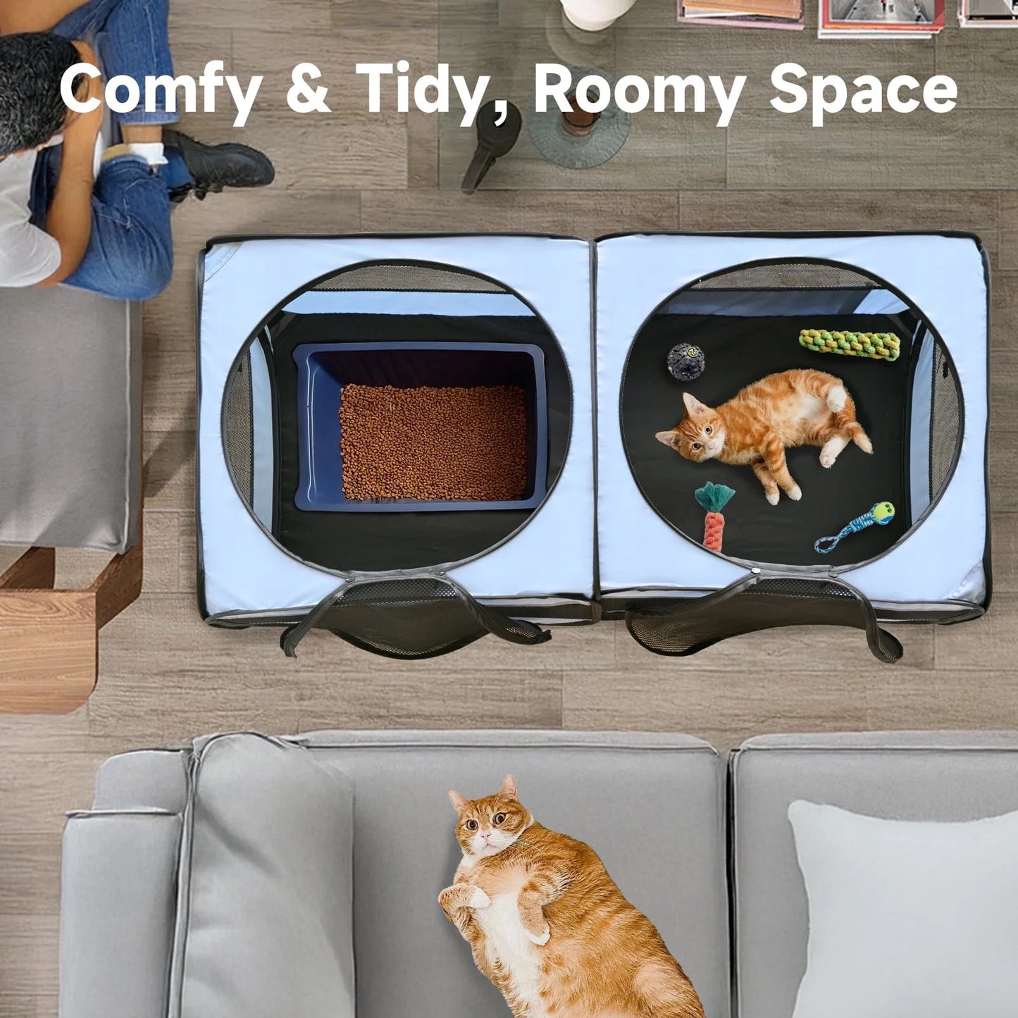 Dog Crate Dog Kennel,Twin Pop up Pet Playpen Portable Pet Tent,2-In-1 Dog & Cat Playpen with Pee Pads,Pop up Cat Cat Puppy Pet Playpen Indoor/Outdoor Portable Exercise Fence Kennel Cage Oxford Crate