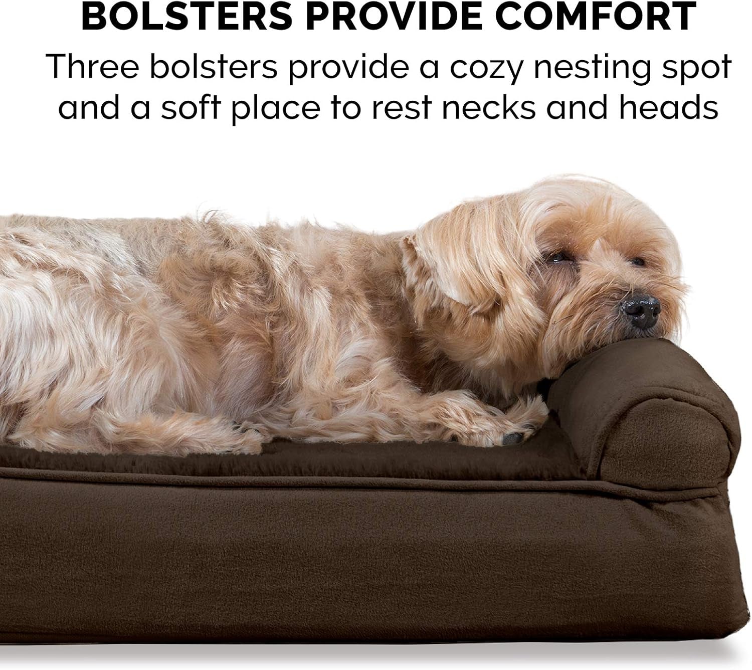 Plush & Suede Sofa-Style Cooling Gel Foam Dog Bed - Espresso, Small
