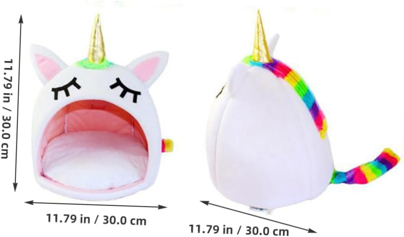 Winter Pet Sleep Bed Warm Unicorn Pet House Bed Pets Cuddle Cave Dog Bed for Medium Small Dogs Cat Rabbit (Size S)