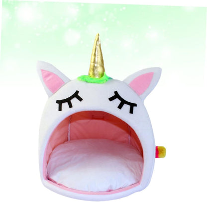 Winter Pet Sleep Bed Warm Unicorn Pet House Bed Pets Cuddle Cave Dog Bed for Medium Small Dogs Cat Rabbit (Size S)