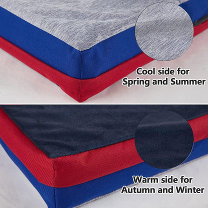 Dog Bed, Waterproof,Warm & Cool Sides, Massage Function with 3 Inches Egg Crate Foam,With Removable Washable Cover,Firm Support Pet Bed Mat,30×19×3 Inches