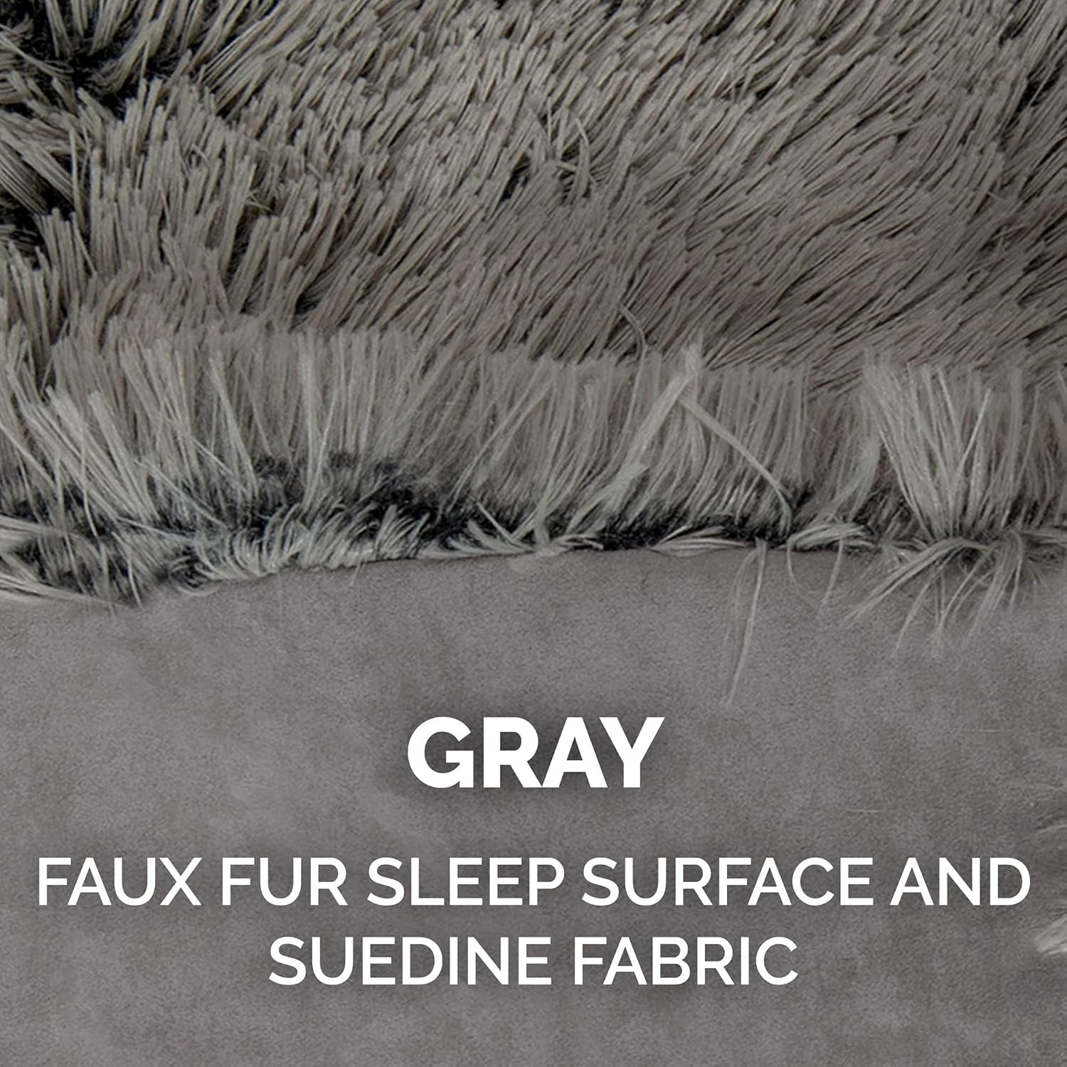 Self-Warming Cat Bed for Indoor Cats, 4-Beds-In-1 & Washable - Plush Long Faux Fur Convertible Cuddler - Gray, Small