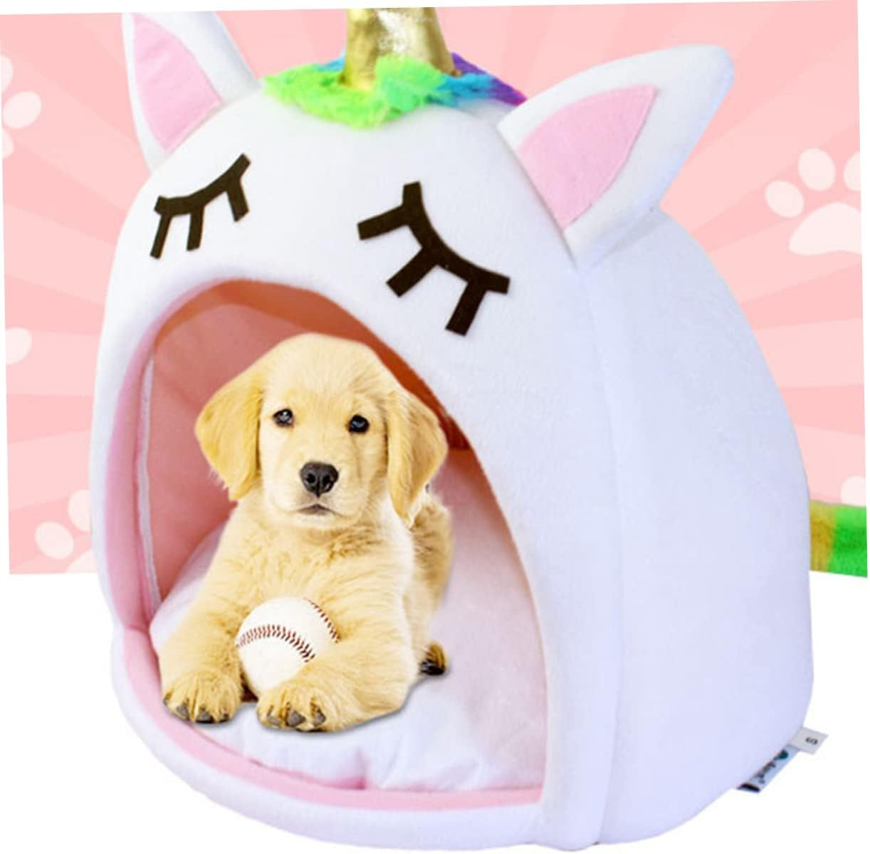 Winter Pet Sleep Bed Warm Unicorn Pet House Bed Pets Cuddle Cave Dog Bed for Medium Small Dogs Cat Rabbit (Size S)