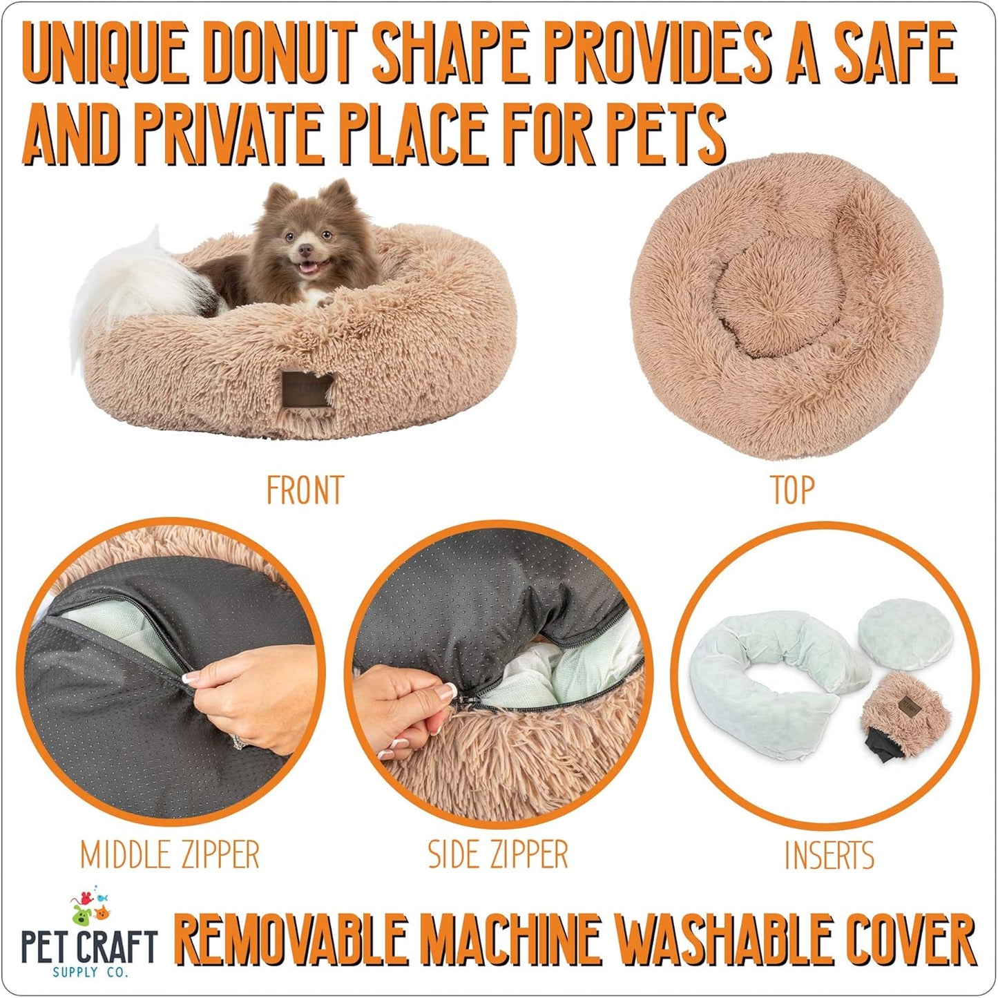 Ultra Plush Calming Anti-Anxiety Pet Bed - Includes Super Soft Comfort Blanket - Great Medium Dog, Puppy and Cat Bed