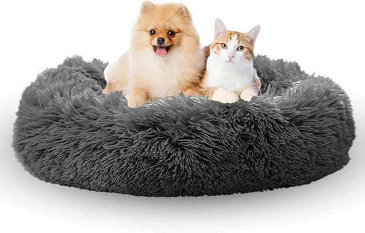 Cat Beds for Indoor Cats with Removable Cover, Fluffy Self-Warming Calming Donut Pet Bed for Indoor Cats,Machine Washable round Warm Bed for Cats and Small Medium Dogs
