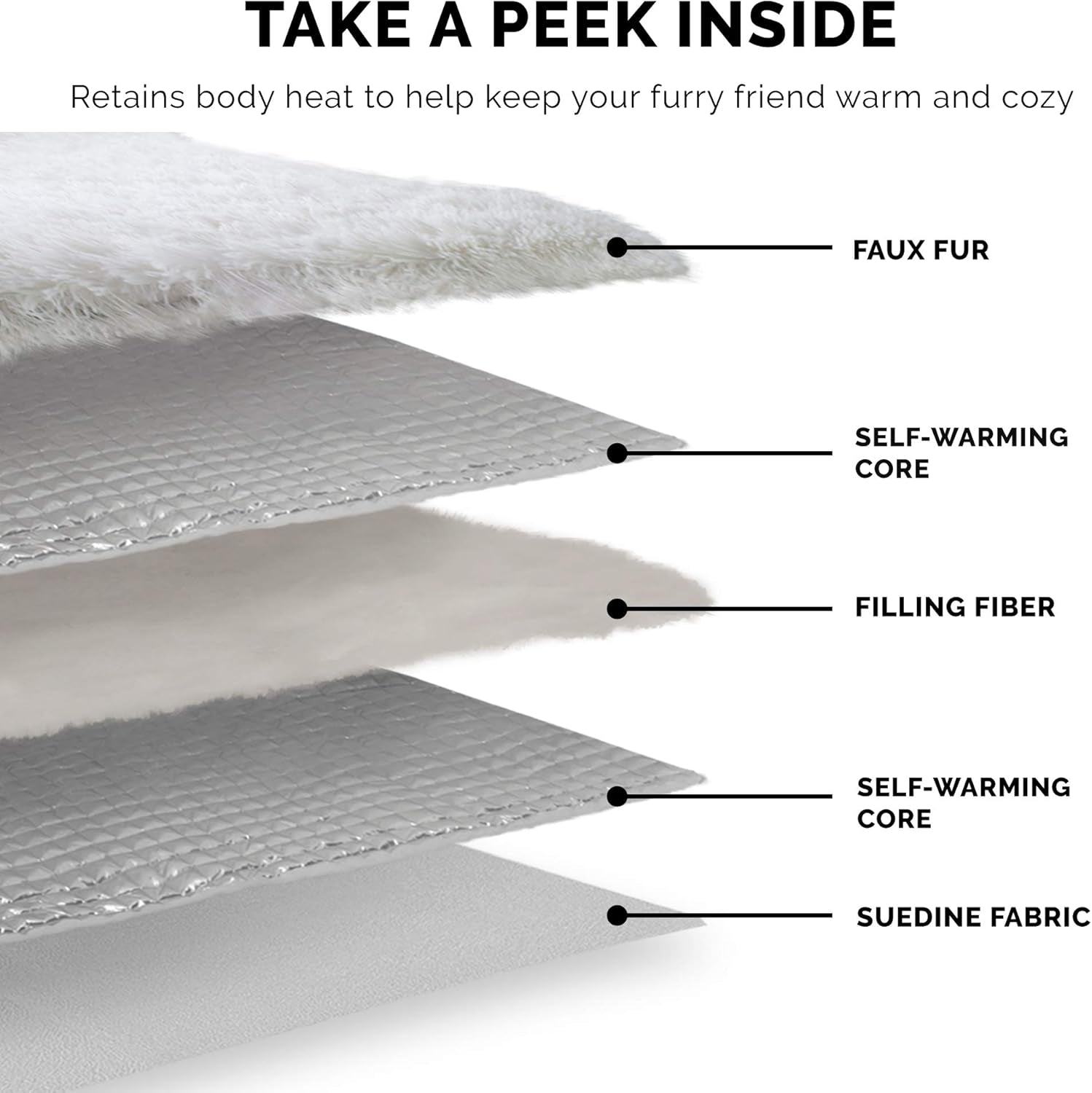 Self-Warming Cat Bed for Indoor Cats, 4-Beds-In-1 & Washable - Plush Long Faux Fur Convertible Cuddler - Gray, Small