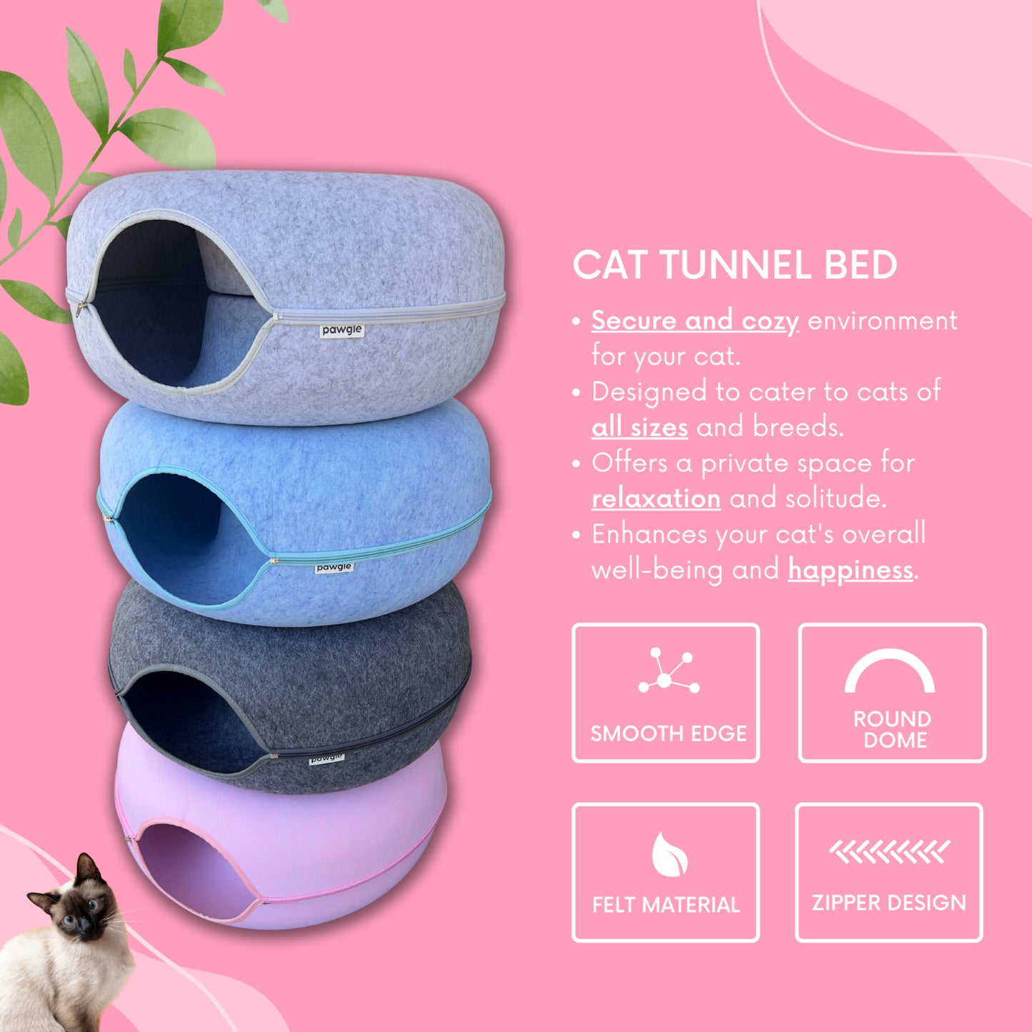 Cat Tunnel Bed Cave Toy Interactive Plush Condo Kennel Nest Cat Bed Donut Tube