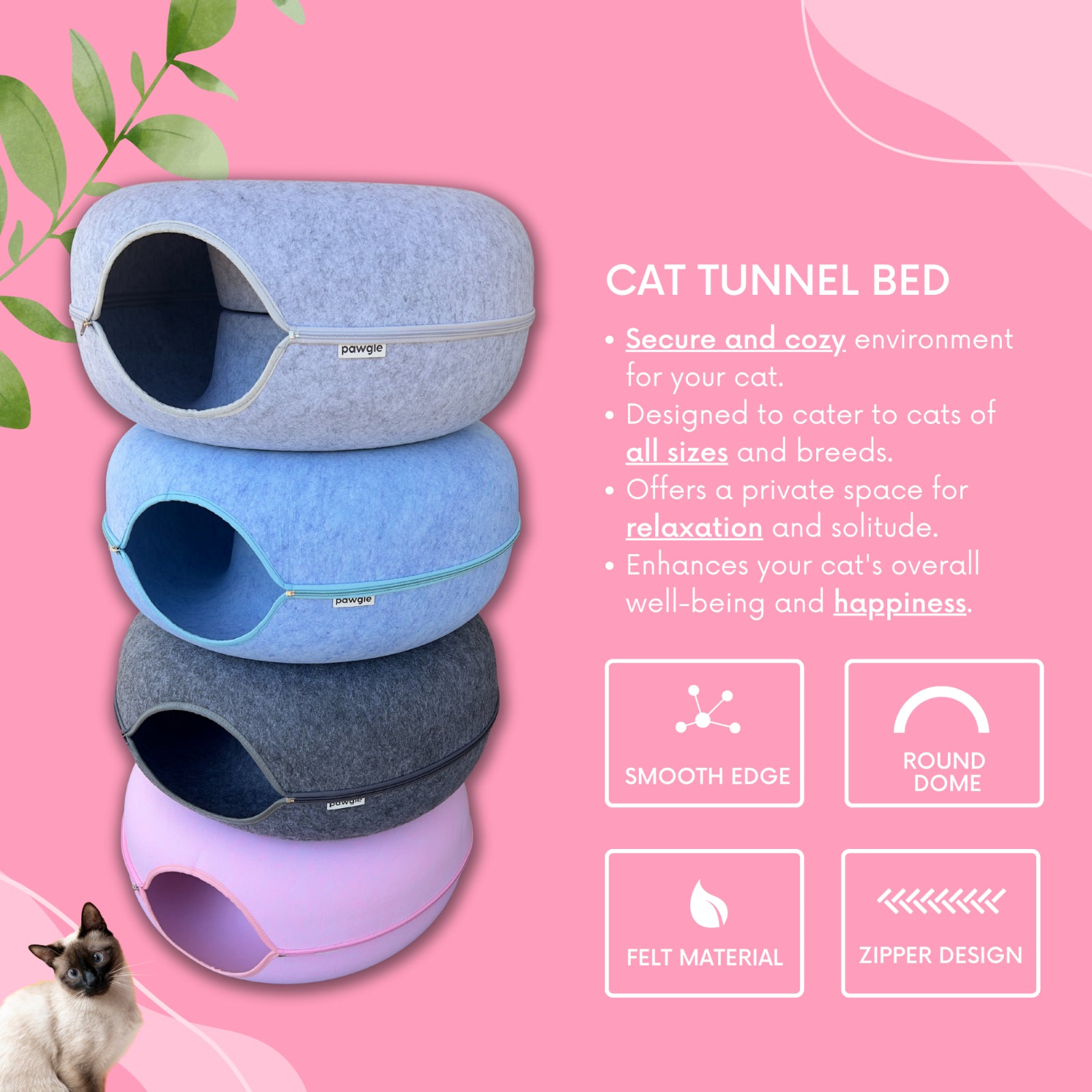 Cat Tunnel Bed Cave Toy Interactive Plush Condo Kennel Nest Cat Bed Donut Tube
