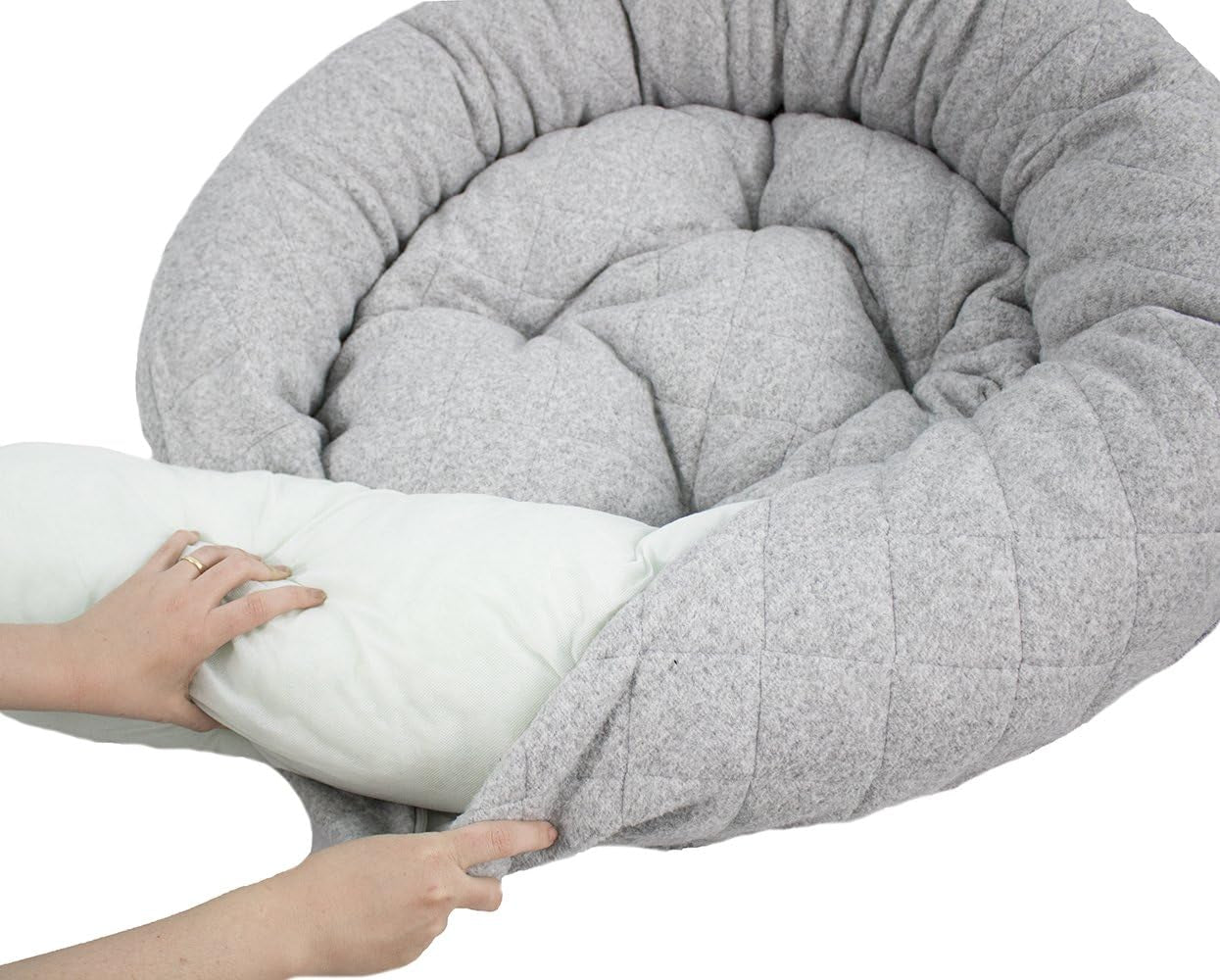 Original Donut Pet Bed - Soft, Fluffy Vegan Fur Bed with Cuddler Walls, Easy to Clean, Ideal for Small and Medium-Sized Pets, Designed for Ultimate Comfort - Gray(M)