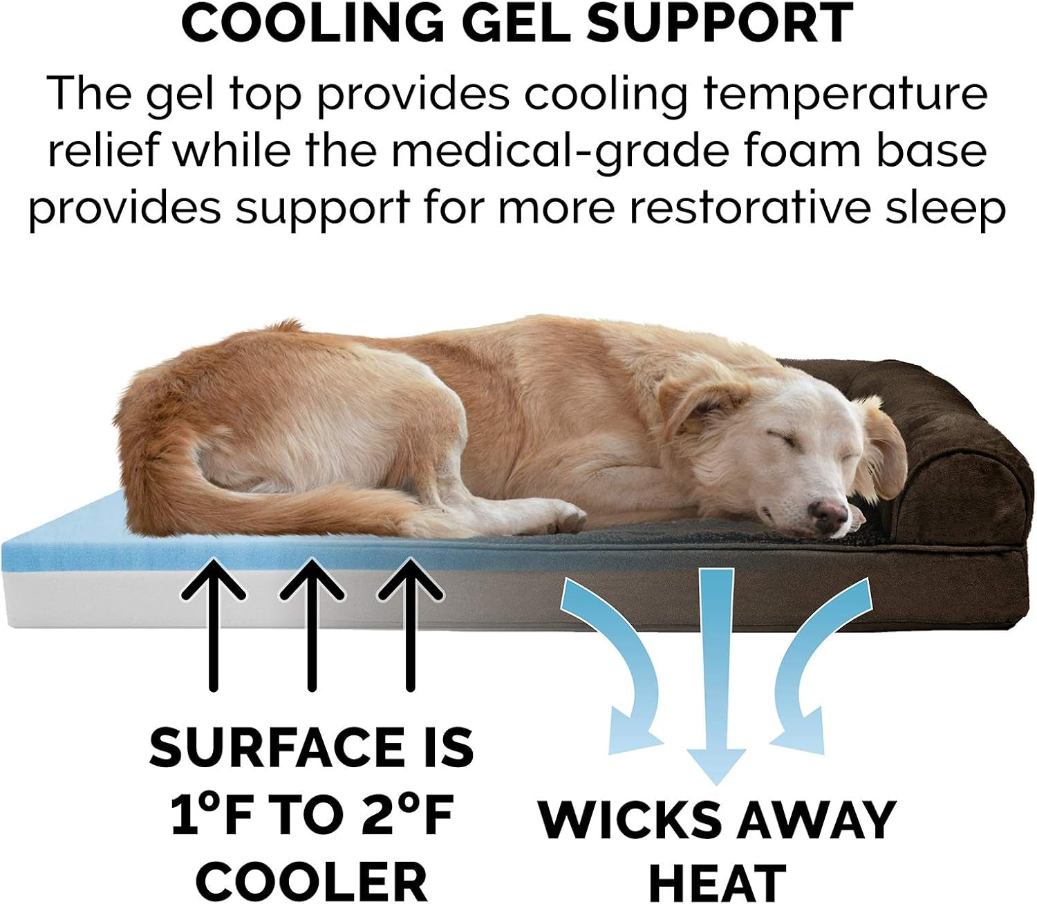 Plush & Suede Sofa-Style Cooling Gel Foam Dog Bed - Espresso, Small