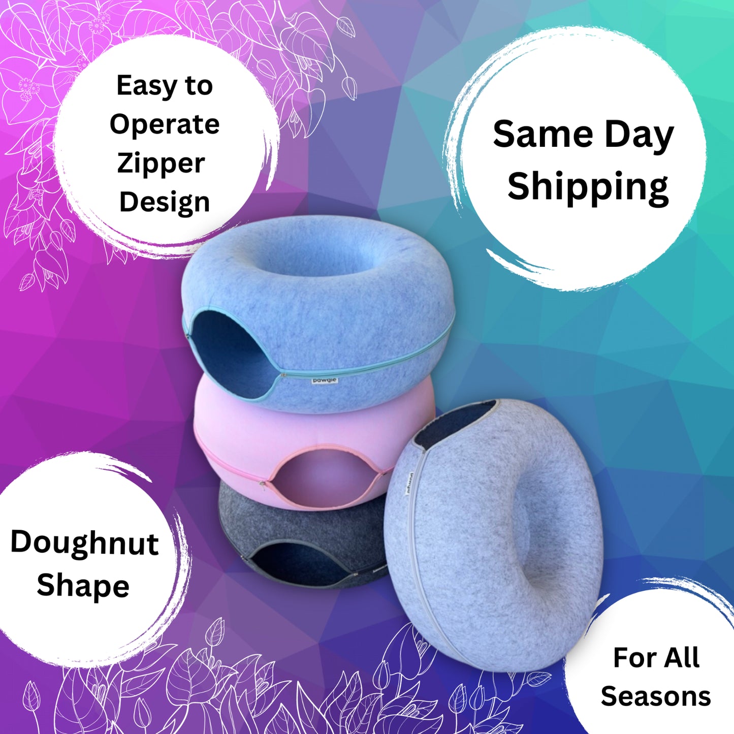 Cat Tunnel Bed Cave Toy Interactive Plush Condo Kennel Nest Cat Bed Donut Tube