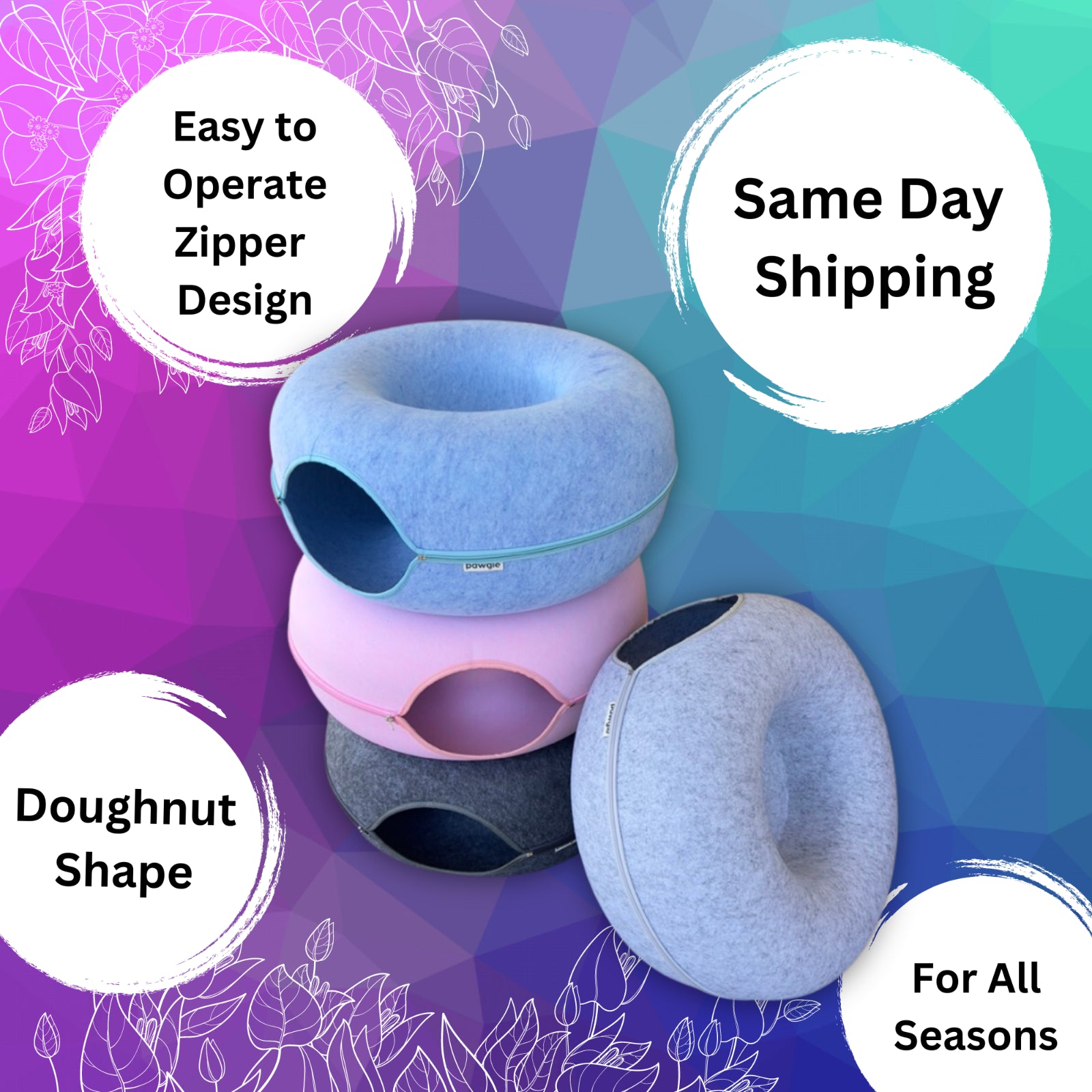 Cat Tunnel Bed Cave Toy Interactive Plush Condo Kennel Nest Cat Bed Donut Tube