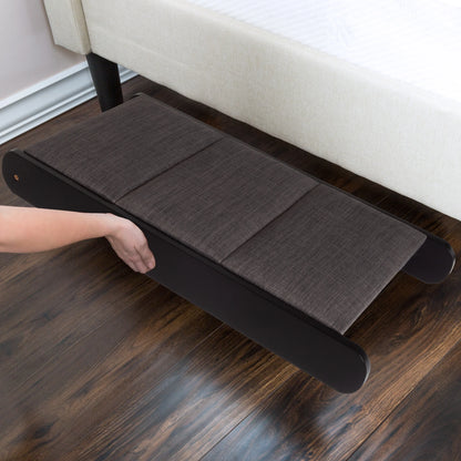 Foldable Wooden Pet Ramp for Bed, Couch, or Vehicle (Black/Gray)