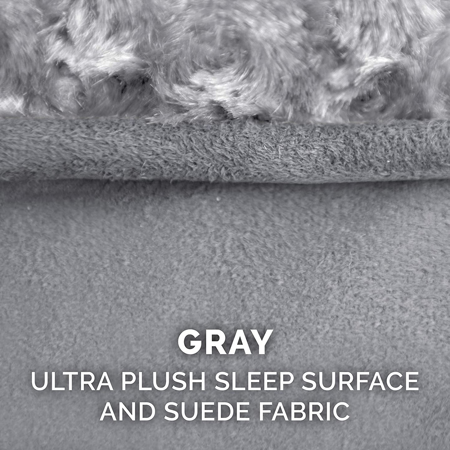 Memory Foam Dog Bed for Large Dogs W/ Removable Washable Cover, for Dogs up to 75 Lbs - Ultra Plush Faux Fur & Suede Luxe Lounger Contour Mattress - Gray, Jumbo/Xl