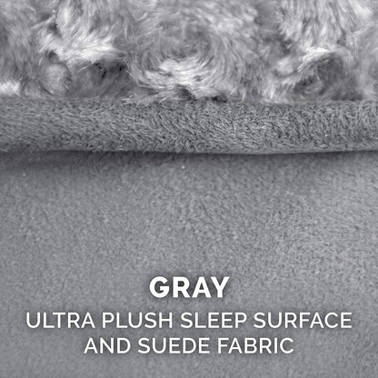 Memory Foam Dog Bed for Large Dogs W/ Removable Washable Cover, for Dogs up to 75 Lbs - Ultra Plush Faux Fur & Suede Luxe Lounger Contour Mattress - Gray, Jumbo/Xl