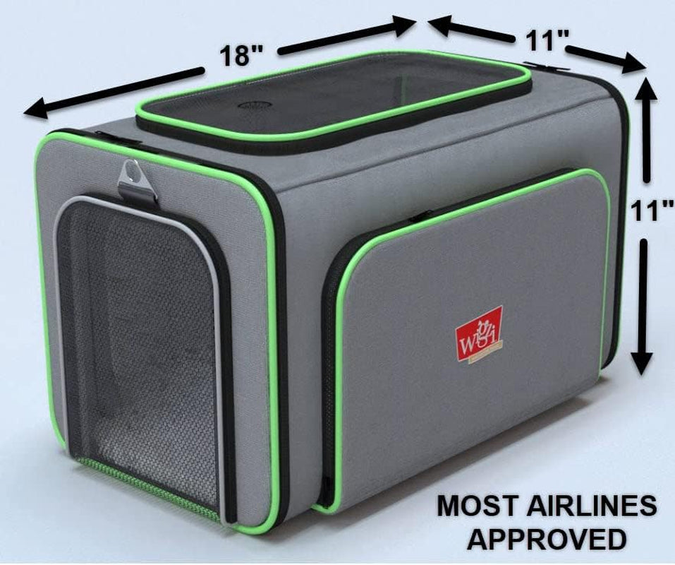 Expandable Pet Travel Carrier for Cats, Small Dogs and Pets up to 20Lbs with Rechargeable Interior LED Light - TSA Airline Approved, Expandable Soft Sided Walls, 4-Doors and Removable Padding