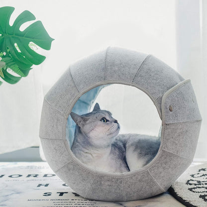 D.Ball Portable Transformable Cat Bed Foldable Washable Scratch Resistant Cat Cave Cat Tent Cat Hut Pet Mat Leopard Cat Bed Outdoor Soft for Cats Small Puppy