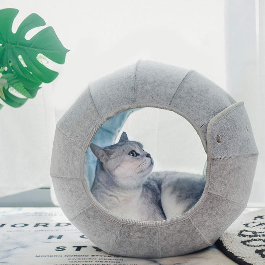 D.Ball Portable Transformable Cat Bed Foldable Washable Scratch Resistant Cat Cave Cat Tent Cat Hut Pet Mat Leopard Cat Bed Outdoor Soft for Cats Small Puppy