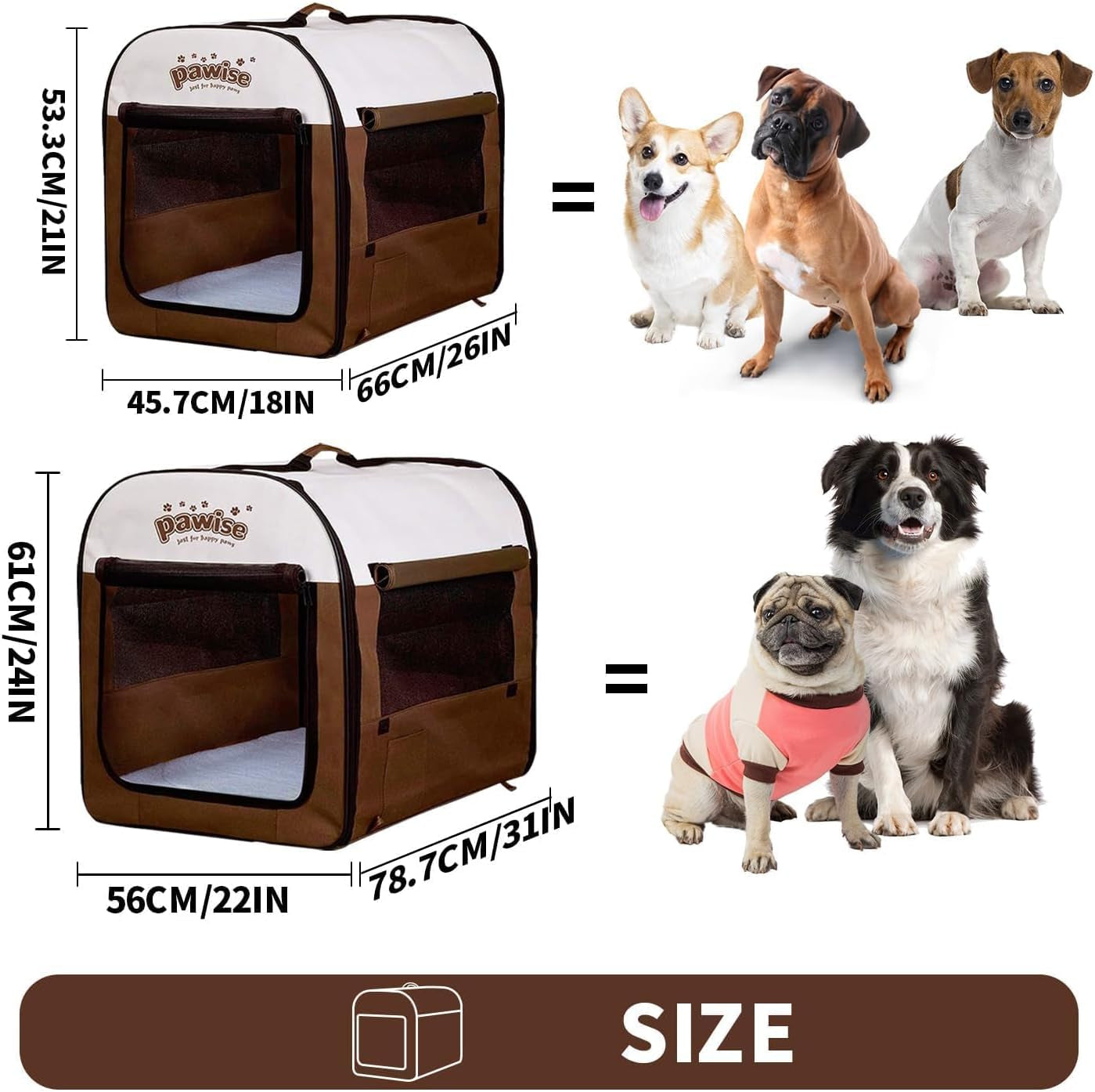 Collapsible Soft Dog Crate Pet Kennel Houses, Portable Dog Crates for Medium Dogs, Lightweight Travel Crate Kennel Indoor & Outdoor, 26"X18"X21",Medium
