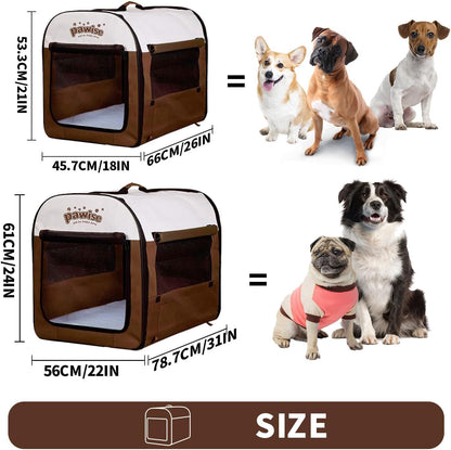 Collapsible Soft Dog Crate Pet Kennel Houses, Portable Dog Crates for Medium Dogs, Lightweight Travel Crate Kennel Indoor & Outdoor, 26"X18"X21",Medium