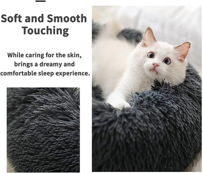 Calming Dog Bed, Anti-Anxiety Dount Dog Beds, Comfortable Cat Dog Cushion, Washable Faux Fur Dog Cat Bed, Comfy Cuddler Dog Beds Soft Fluffy Plush Pet Beds for Small Medium Large Dog and Cat