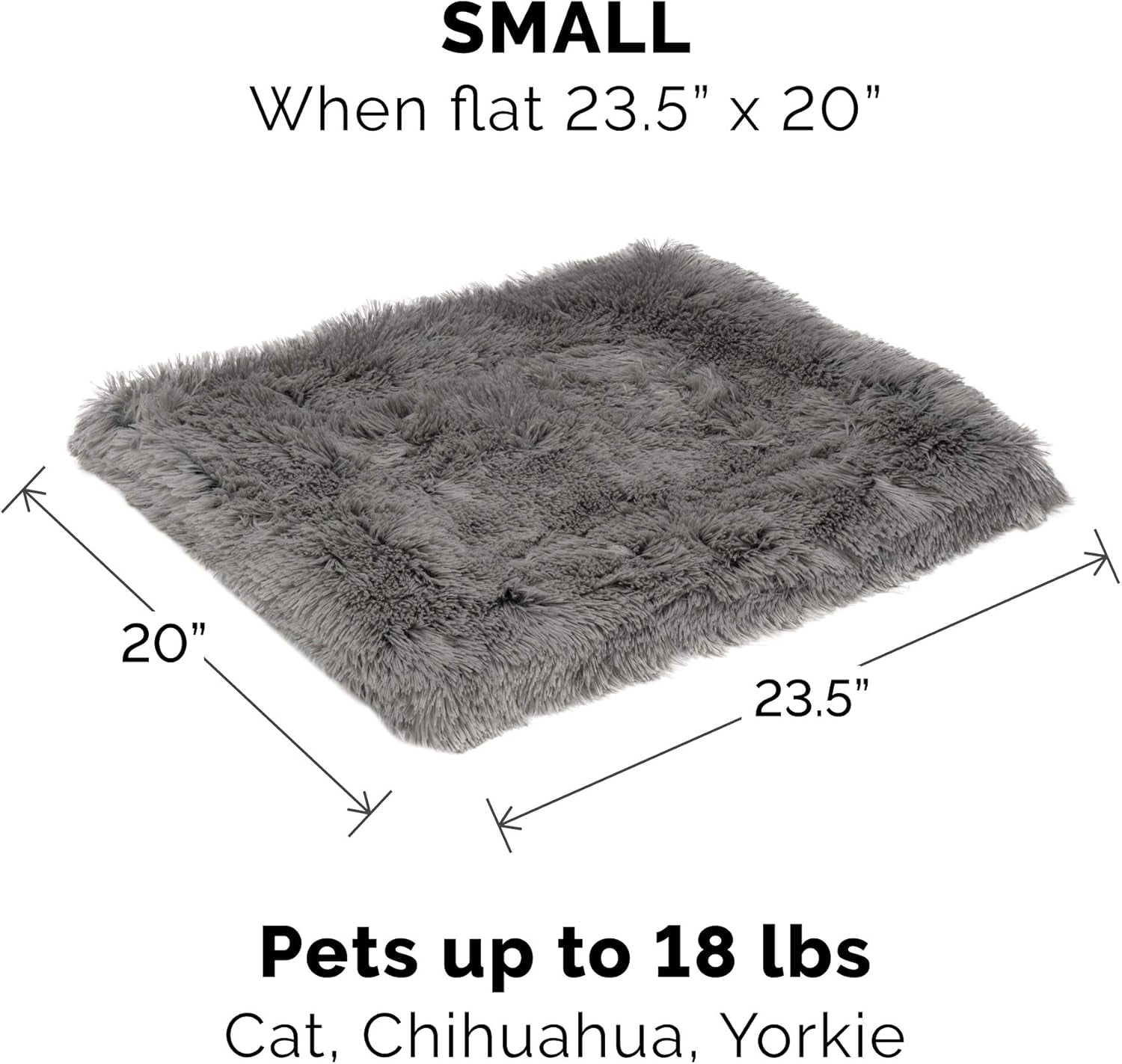 Self-Warming Cat Bed for Indoor Cats, 4-Beds-In-1 & Washable - Plush Long Faux Fur Convertible Cuddler - Gray, Small