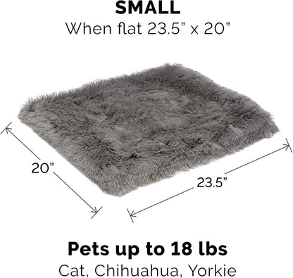 Self-Warming Cat Bed for Indoor Cats, 4-Beds-In-1 & Washable - Plush Long Faux Fur Convertible Cuddler - Gray, Small