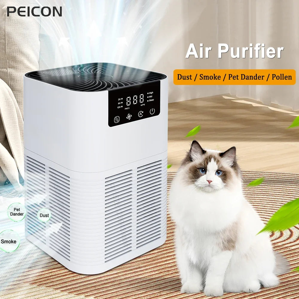 Air Purifier Portable Desktop Air Freshener for Home Allergies and Pets Hair, Smokers in Bedroom HEPA Filter Air Cleaner