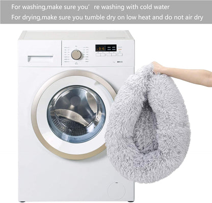 Calming Beds for Large Dogs Improved Sleep, Orthopedic Relief, Washable Long Plush Fluffy Faux Fur Pet Bed Indoor round Pillow Cuddler,Comfortable for anti Anxiet