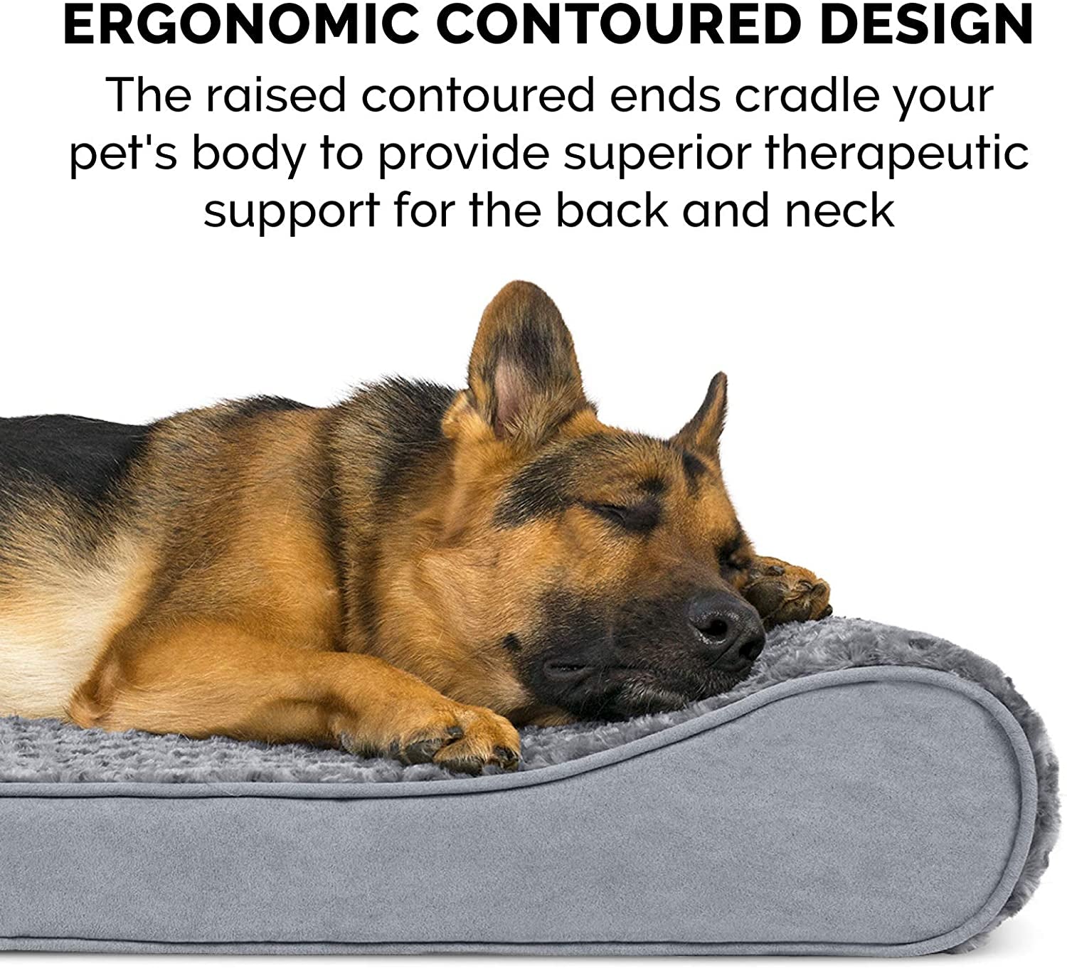 Memory Foam Dog Bed for Large Dogs W/ Removable Washable Cover, for Dogs up to 75 Lbs - Ultra Plush Faux Fur & Suede Luxe Lounger Contour Mattress - Gray, Jumbo/Xl