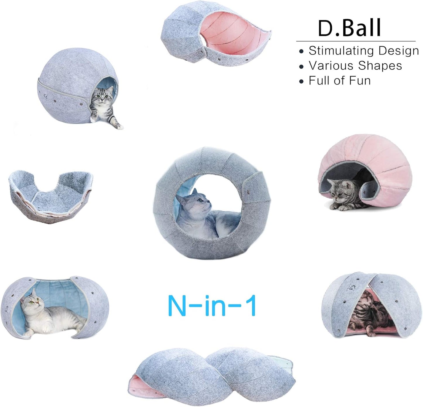 D.Ball Portable Transformable Cat Bed Foldable Washable Scratch Resistant Cat Cave Cat Tent Cat Hut Pet Mat Leopard Cat Bed Outdoor Soft for Cats Small Puppy