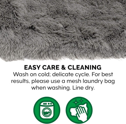 Self-Warming Cat Bed for Indoor Cats, 4-Beds-In-1 & Washable - Plush Long Faux Fur Convertible Cuddler - Gray, Small
