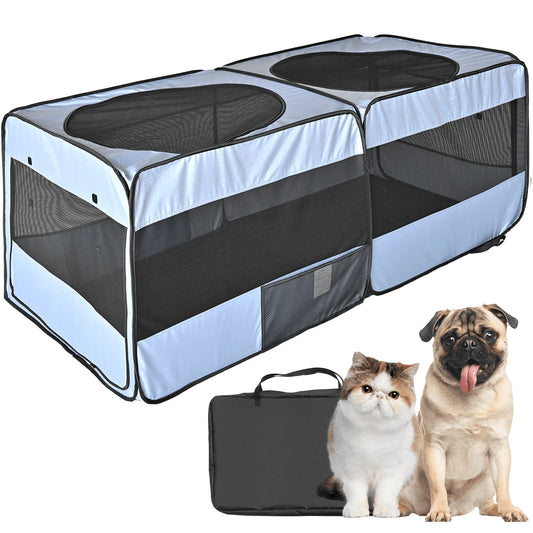 Dog Crate Dog Kennel,Twin Pop up Pet Playpen Portable Pet Tent,2-In-1 Dog & Cat Playpen with Pee Pads,Pop up Cat Cat Puppy Pet Playpen Indoor/Outdoor Portable Exercise Fence Kennel Cage Oxford Crate