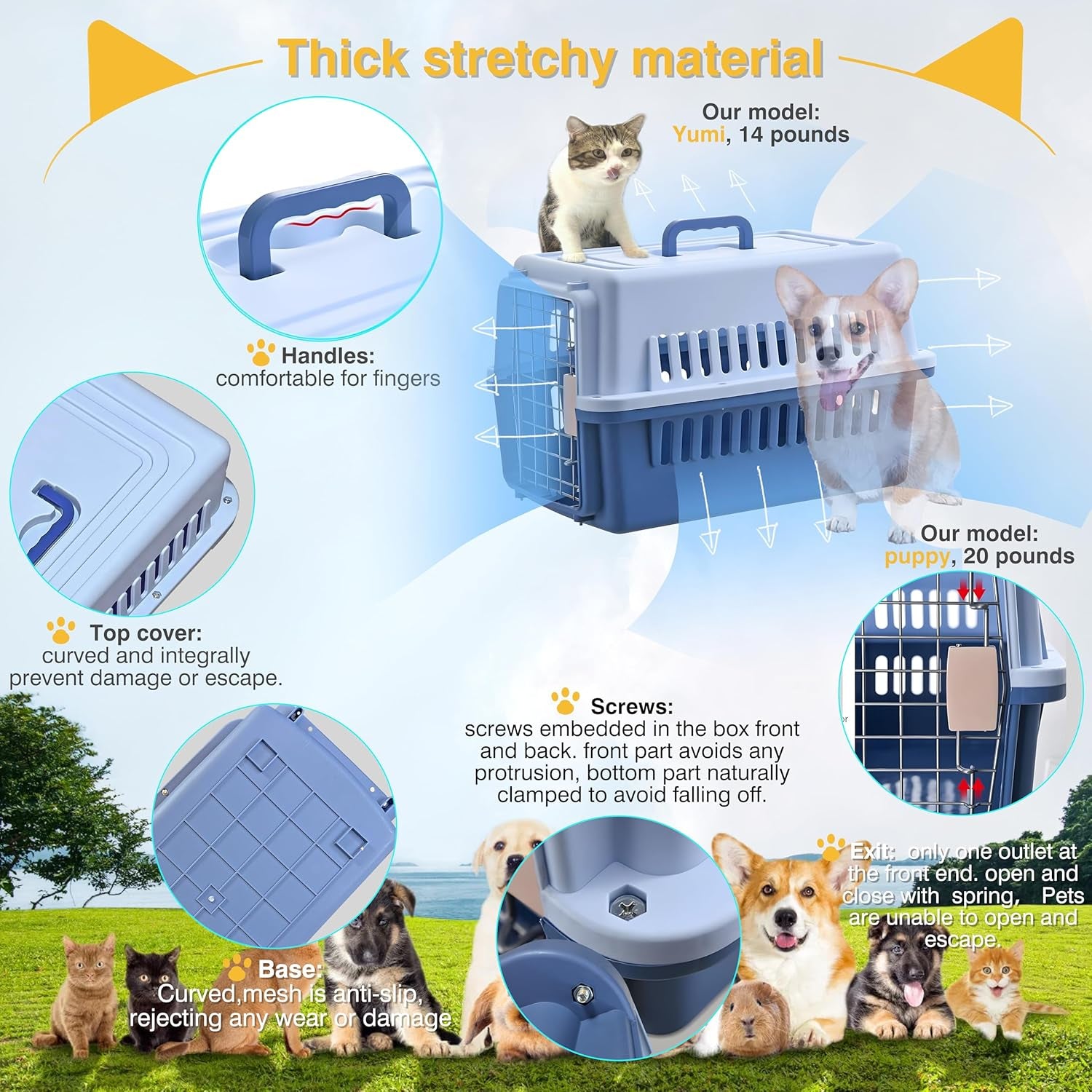 -Pets Spree Travel Pet Carrier Dog/Cat Hard-Sided Carriers for Pets up to 14 Pounds Small Animal Carrier Airline/Road Travel Approved Stout (Coffee)