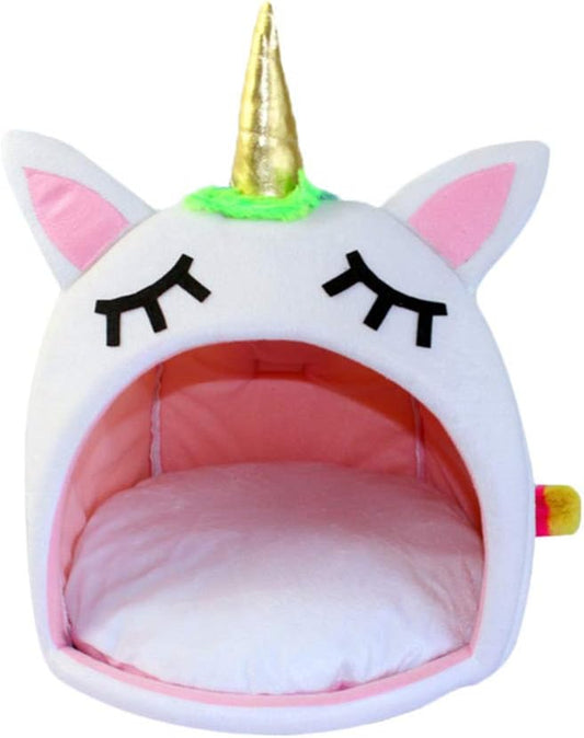 Winter Pet Sleep Bed Warm Unicorn Pet House Bed Pets Cuddle Cave Dog Bed for Medium Small Dogs Cat Rabbit (Size S)
