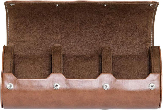 Watch Roll Travel Case for 3 Watches | Tough Portable Protection, Fits All Wrist Watch & Smart Watches up to 50Mm (Tan/Brown)