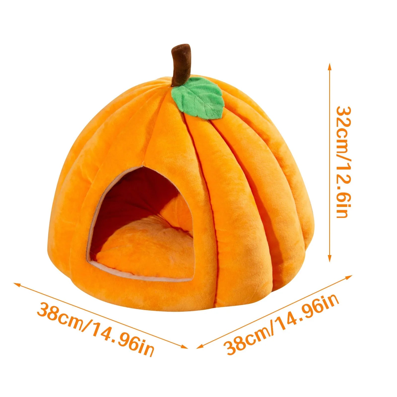 Halloween Themed Pet Pumpkin House Autumn and Winter Cat and Dog Semi-Enclosed Pet Bed Warm and Thick Cat and Dog Bed