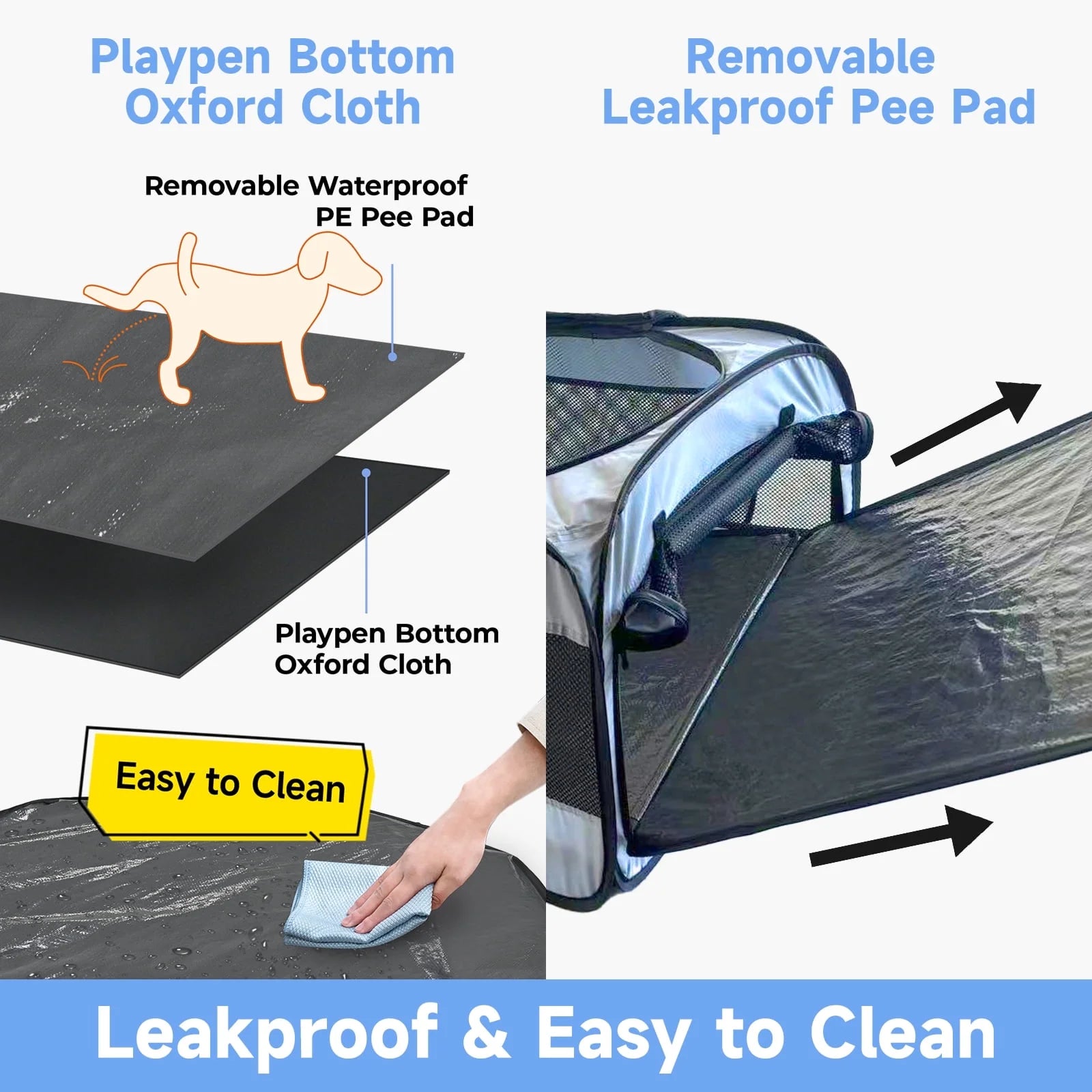 Dog Crate Dog Kennel,Twin Pop up Pet Playpen Portable Pet Tent,2-In-1 Dog & Cat Playpen with Pee Pads,Pop up Cat Cat Puppy Pet Playpen Indoor/Outdoor Portable Exercise Fence Kennel Cage Oxford Crate