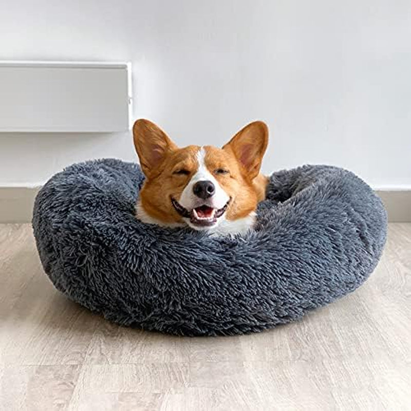 Cat Beds for Indoor Cats with Removable Cover, Fluffy Self-Warming Calming Donut Pet Bed for Indoor Cats,Machine Washable round Warm Bed for Cats and Small Medium Dogs