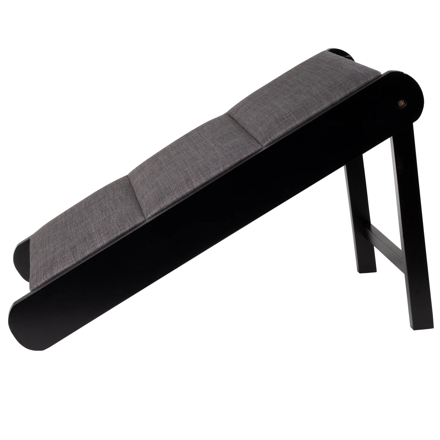 Foldable Wooden Pet Ramp for Bed, Couch, or Vehicle (Black/Gray)