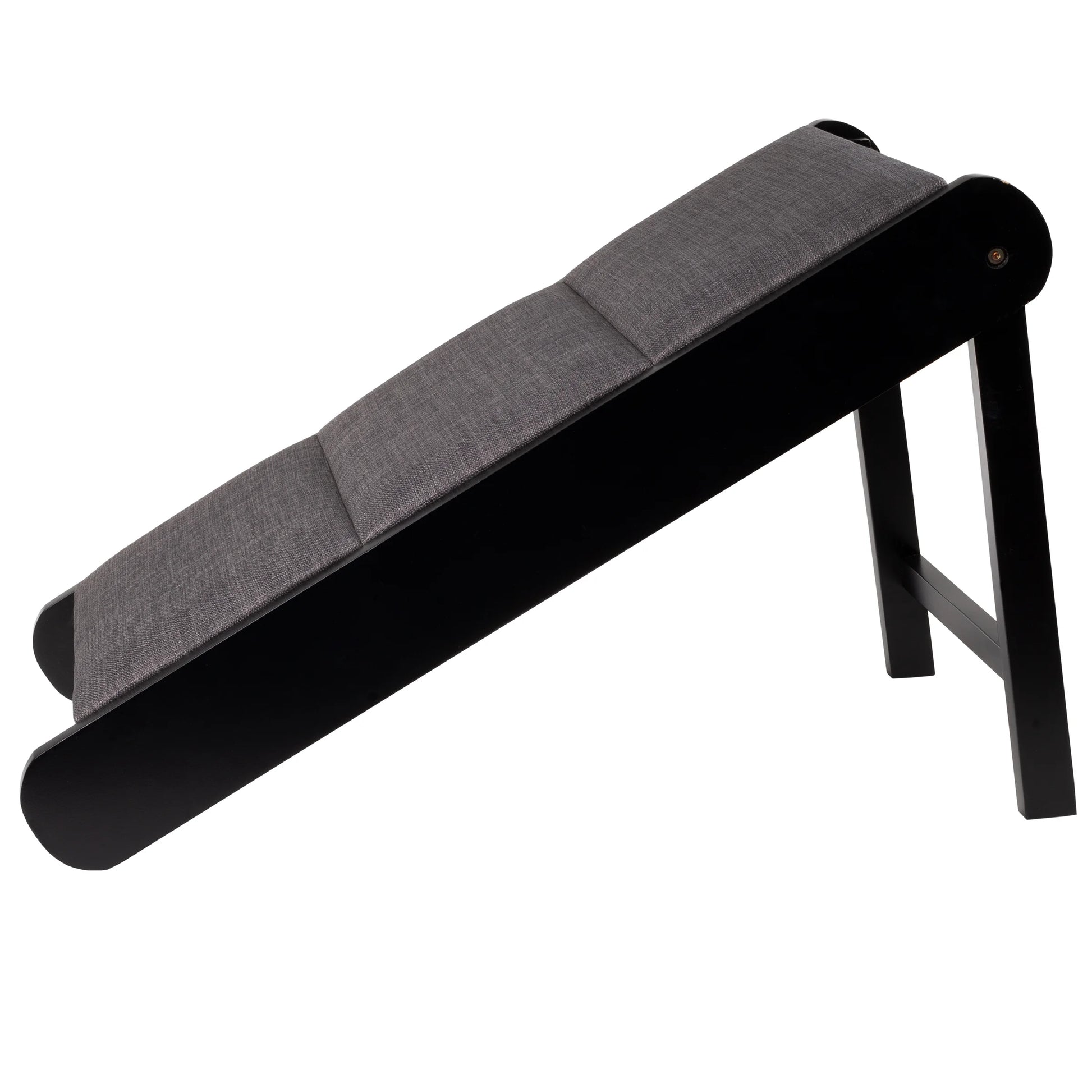 Foldable Wooden Pet Ramp for Bed, Couch, or Vehicle (Black/Gray)