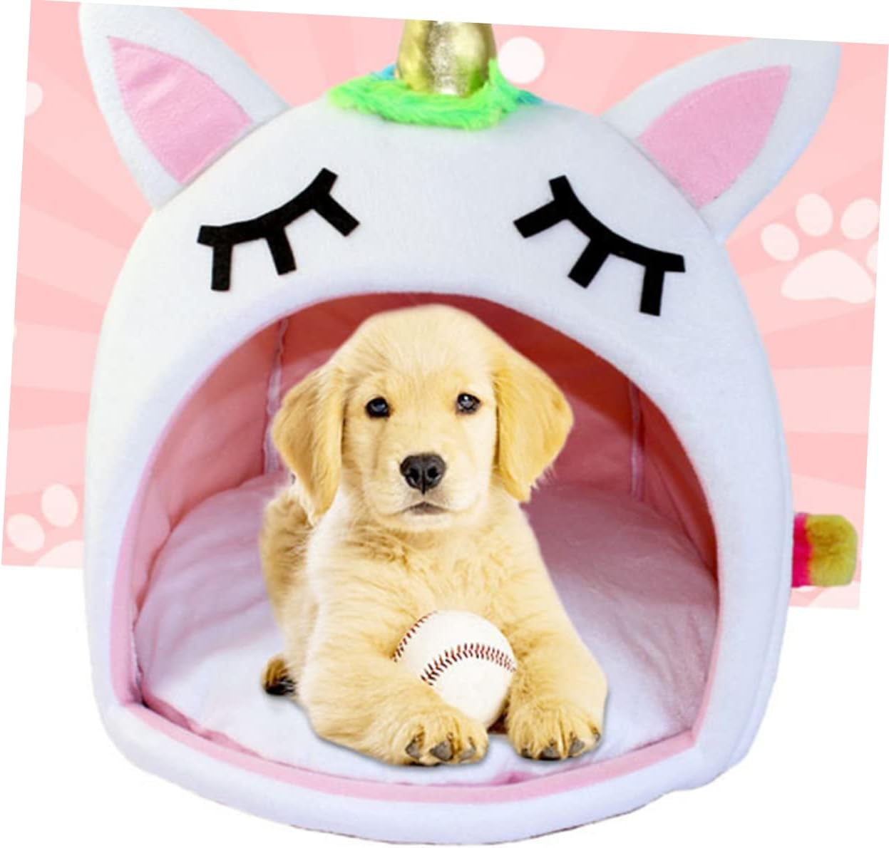 Winter Pet Sleep Bed Warm Unicorn Pet House Bed Pets Cuddle Cave Dog Bed for Medium Small Dogs Cat Rabbit (Size S)