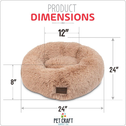 Ultra Plush Calming Anti-Anxiety Pet Bed - Includes Super Soft Comfort Blanket - Great Medium Dog, Puppy and Cat Bed