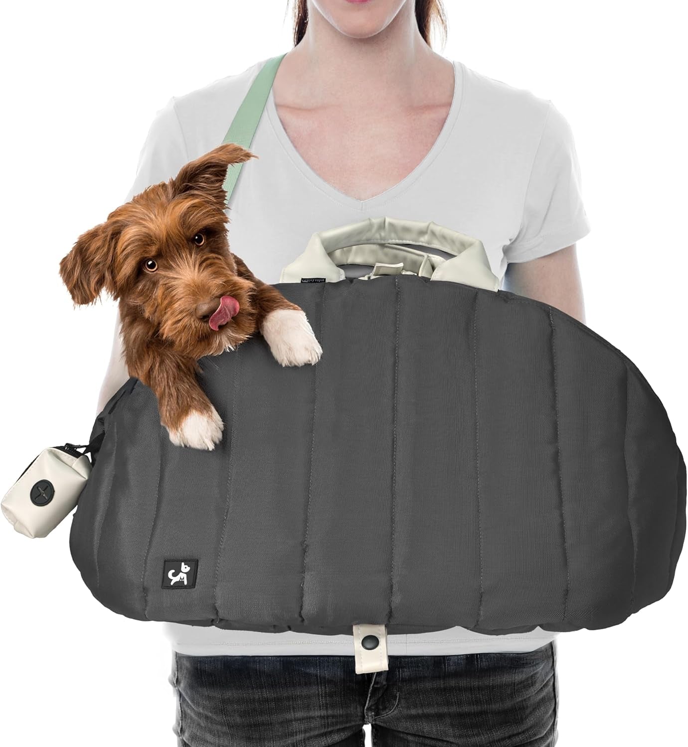 Dog Bag Carrier for Small and Medium Dogs, Waterproof and Washable, Travel Pets Purse up to 15 Lbs, Car Seat & Bed, Adjustable Leashes, Monet Grey