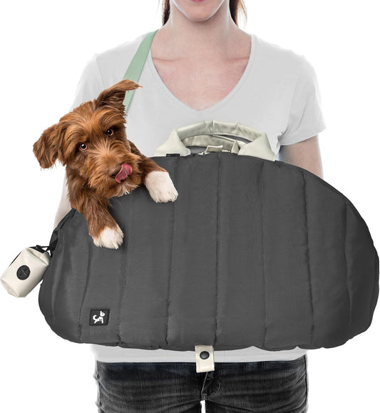 Dog Bag Carrier for Small and Medium Dogs, Waterproof and Washable, Travel Pets Purse up to 15 Lbs, Car Seat & Bed, Adjustable Leashes, Monet Grey