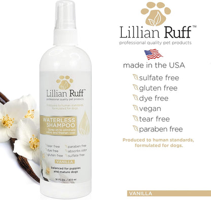 Waterless No-Rinse Dog Dry Shampoo Spray with Hydrating Essential Oils - Ph-Balanced Dry Shampoo for Dogs - Clean, Condition, Detangle & Deodorize Dry, Sensitive Skin (Vanilla)
