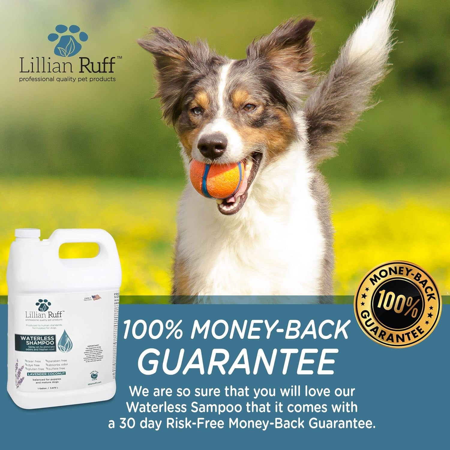 Waterless No-Rinse Dog Dry Shampoo Spray with Hydrating Essential Oils - Ph-Balanced Dry Shampoo for Dogs - Clean, Condition, Detangle & Deodorize Dry, Sensitive Skin (Gallon)