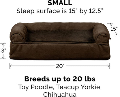 Plush & Suede Sofa-Style Cooling Gel Foam Dog Bed - Espresso, Small